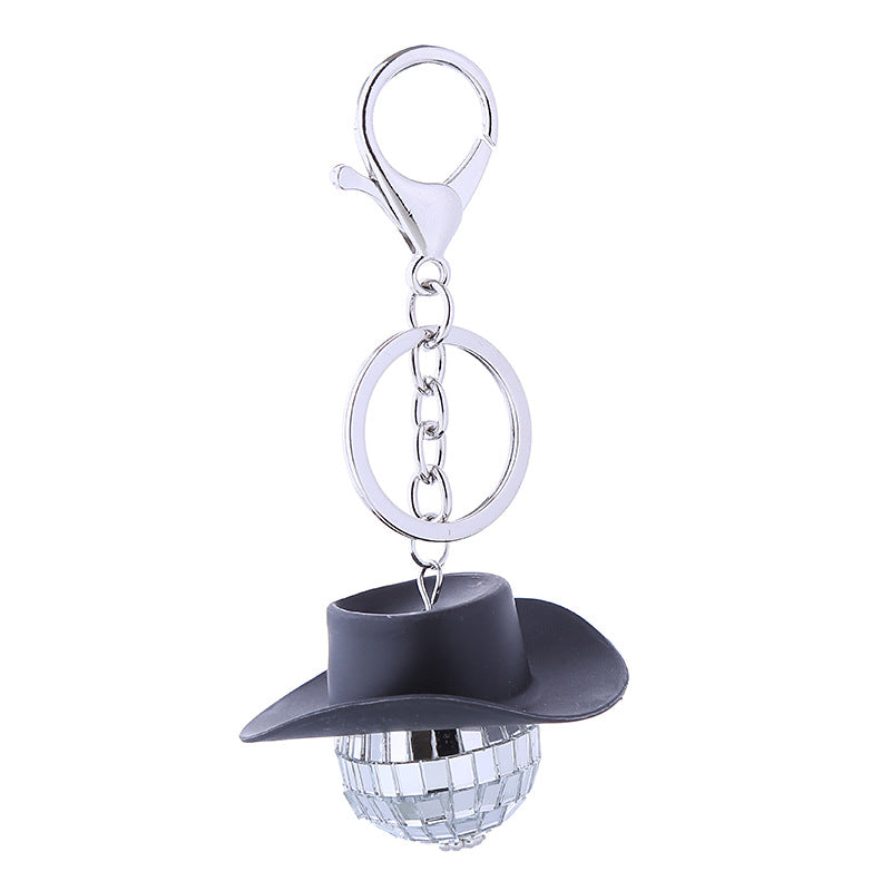 Llavero de espejo de disco de bola de sombrero retro de estilo retro al por mayor